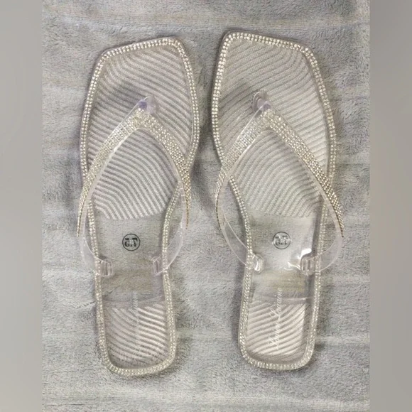Lauren Lorraine Clear Rhinestone Jelly Sandals Size 7.5 - Picture 2 of 8